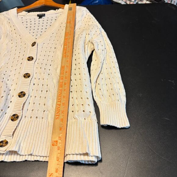 Torrid 1X Ivory Open Knit Button Front Cardigan 100% Cotton Cozy Sweater - Picture 4 of 6